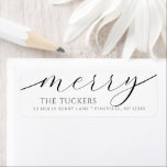 MERRY Script Modern Christmas Return Address Return Address Label<br><div class="desc">This simple design features the festive greeting "merry" in a pretty script font. Click the customise button for more flexibility in modifying/adding text/photos and design elements! Variations of this design as well as coordinating products are available in our shop, zazzle.com/store/doodlelulu. Contact us if you need this design applied to a...</div>