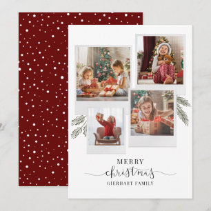 Merry Script Photo Collage Christmas Collage Holiday Card