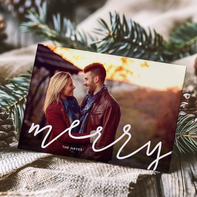 Merry Script Photo Overlay Holiday Card (Creator Uploaded)