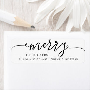 MERRY Script Simple Christmas Return Address Label
