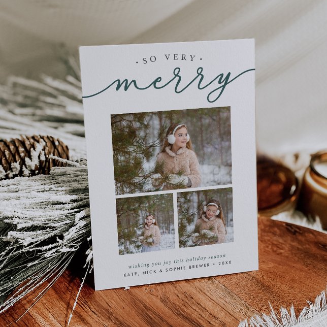 Merry Script | Simple Rustic Photo Collage Holiday Card (Creator Uploaded)