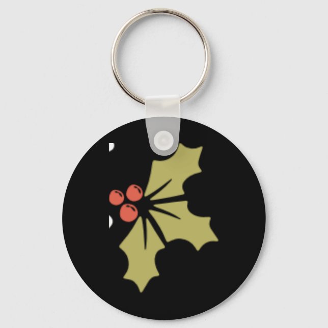 Merry Script Tygraphy Minimalist Christmas Toddler Key Ring (Front)