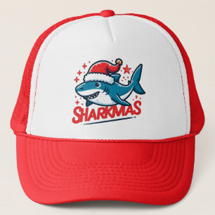 Merry Sharkmas, Christmas Shark, Funny Shark Xmas Trucker Hat