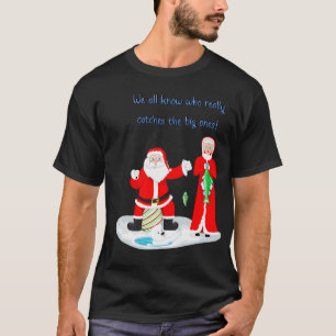Merry Sharkmas Funny Shark Santa Claus Candy Cane  T-Shirt