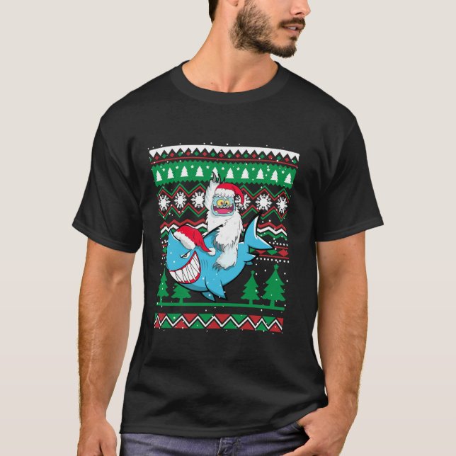 Merry Sharkmas Santa Shark Ugly Christmas Sweater  (Front)