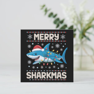 Merry Sharkmas Santa Ugly Christmas Lights Xmas  Holiday Card