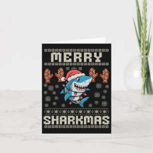 Merry Sharkmas Shark Christmas Ugly Xmas Kids Shar Card