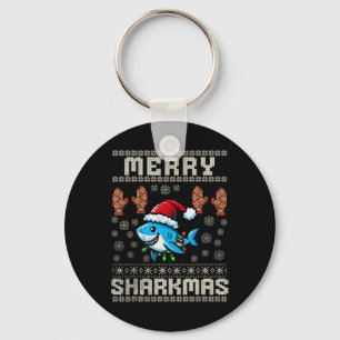Merry Sharkmas Shark Christmas Ugly Xmas Kids Shar Key Ring