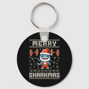 Merry Sharkmas Shark Christmas Ugly Xmas Kids Shar Key Ring