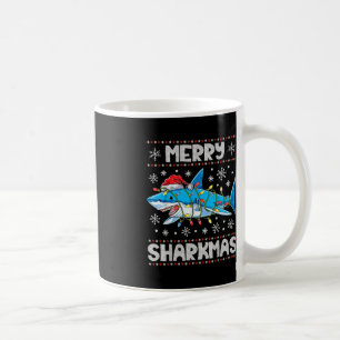 Merry Sharkmas Shark Santa Ugly Christmas Lights B Coffee Mug