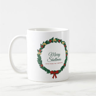 Merry Shellmas Tortoise Christmas Mug, Holly Wreat Coffee Mug