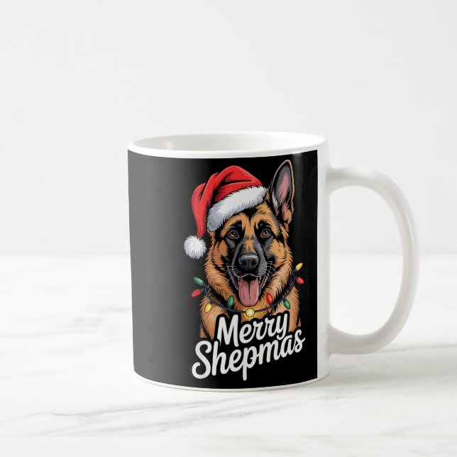 Merry Shepmas German Shepherd Christmas Lights Hum Coffee Mug (Right)