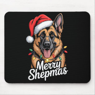 Merry Shepmas German Shepherd Christmas Lights Hum Mouse Pad