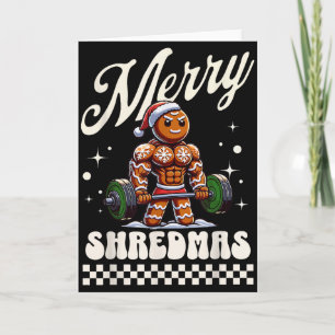 Merry Shredmas Christmas Gym Gingerbread Workout M Card