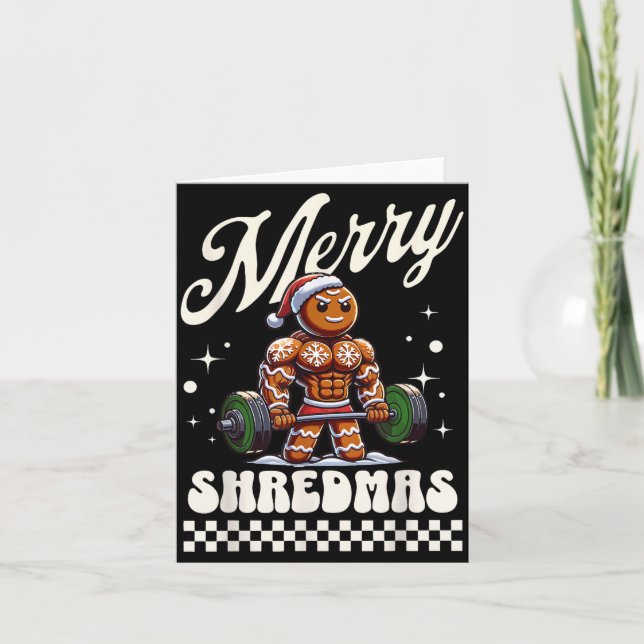 Merry Shredmas Christmas Gym Gingerbread Workout M Card (Front)