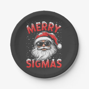 Merry Sigmas Funny Gen Alpha Middle School Christm Paper Plate