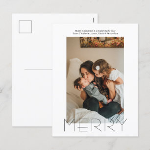 Merry Simple Elegant Personalised Christmas Holiday Postcard