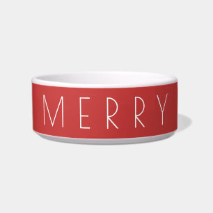 Merry Simple Red Minimalist Holiday Pet Bowl
