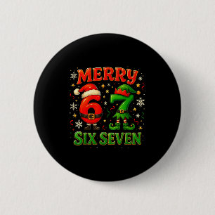 Merry Six Seven Funny Meme 67 Christmas Couple Des 6 Cm Round Badge
