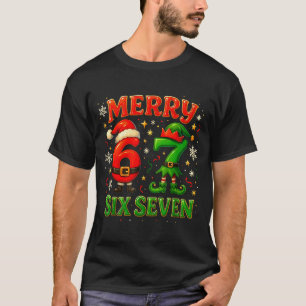 Merry Six Seven Funny Meme 67 Christmas Couple Des T-Shirt