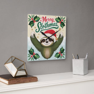 Merry Sloath christmas  Square Wall Clock