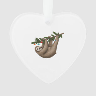 Merry Sloth on Christmas Tree Branch with Ornament