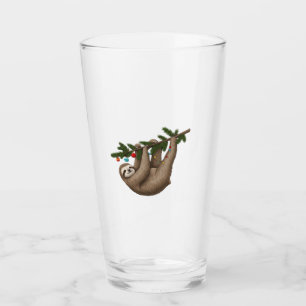 Merry Sloth on Christmas Tree Branch with Ornament Glass