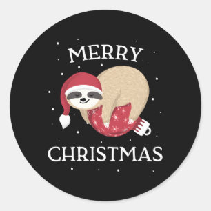 Merry Sloth Santa Classic Round Sticker