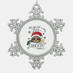 Merry Slothmas 2019 Snowflake Pewter Christmas Ornament