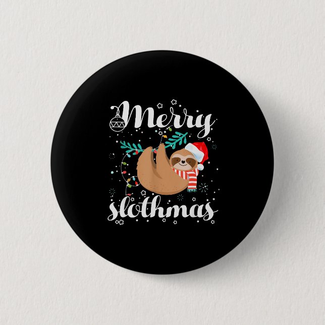 Merry Slothmas Christmas Pajama For Sloth Lovers  6 Cm Round Badge (Front)
