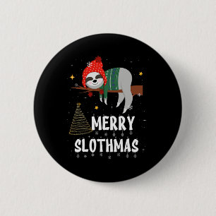 Merry Slothmas Christmas Pajama For Sloth Lovers  6 Cm Round Badge