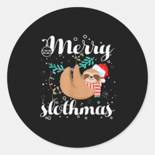Merry Slothmas Christmas Pajama For Sloth Lovers Classic Round Sticker
