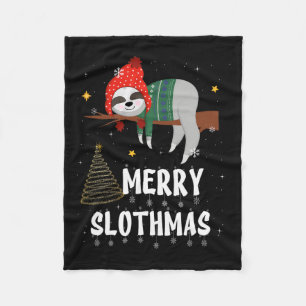 Merry Slothmas Christmas Pajama For Sloth Lovers  Fleece Blanket
