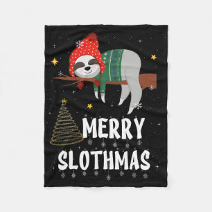 Merry Slothmas Christmas Pajama For Sloth Lovers Fleece Blanket