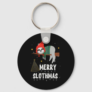 Merry Slothmas Christmas Pajama For Sloth Lovers Key Ring