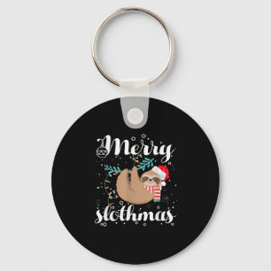Merry Slothmas Christmas Pajama For Sloth Lovers  Key Ring