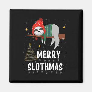 Merry Slothmas Christmas Pajama For Sloth Lovers Magnet