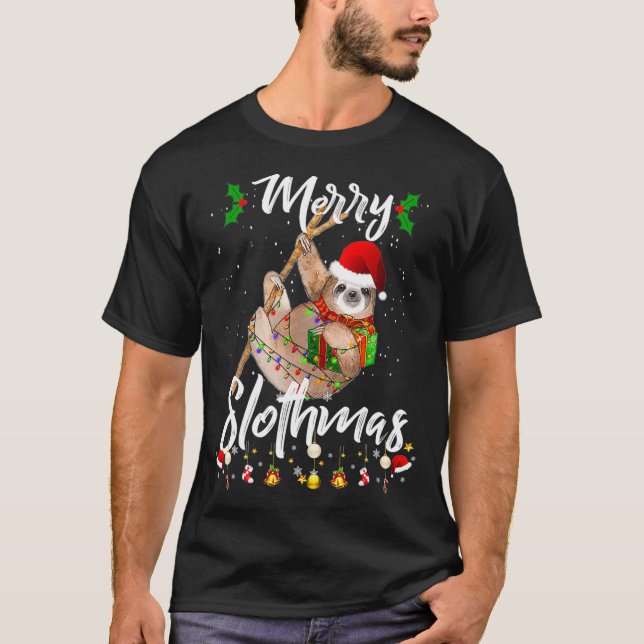 Merry Slothmas  Christmas Pajama for Sloth Lovers  T-Shirt (Front)
