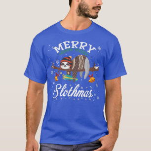 Merry Slothmas Christmas Sloth Pajama Santa Hat Xm T-Shirt