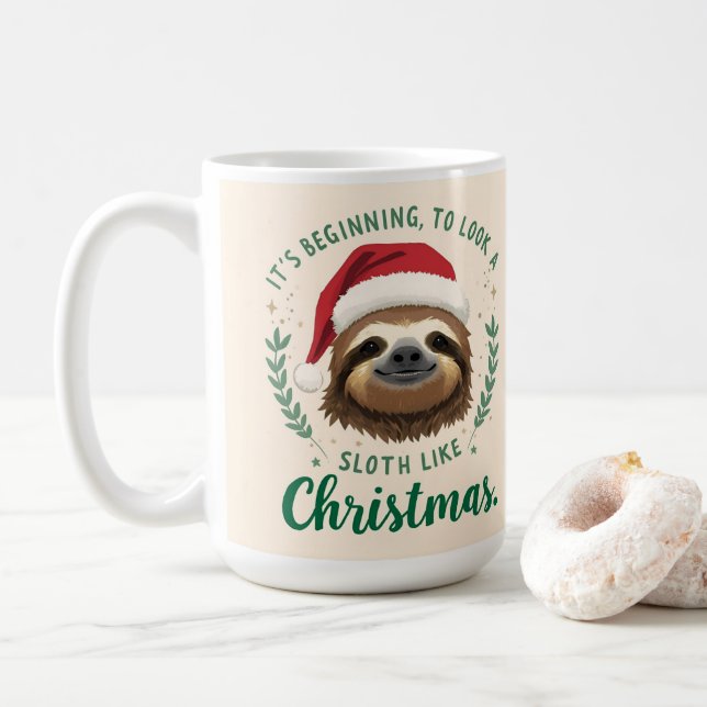 Merry Slothmas, Coffee Mug (With Donut)