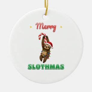 Merry Slothmas Cute Christmas Sloth Ornament
