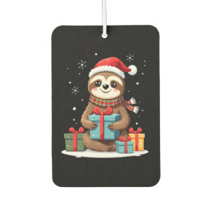 Merry Slothmas cute Christmas sloth Santa hat Xmas Car Air Freshener