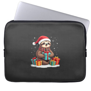 Merry Slothmas cute Christmas sloth Santa hat Xmas Laptop Sleeve