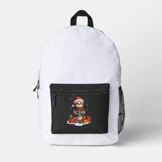 Merry Slothmas cute Christmas sloth Santa hat Xmas Printed Backpack