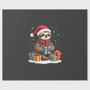 Merry Slothmas cute Christmas sloth Santa hat Xmas Wrapping Paper