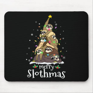 Merry Slothmas Cute Xmas Sloth Santa Hat Christmas Mouse Pad