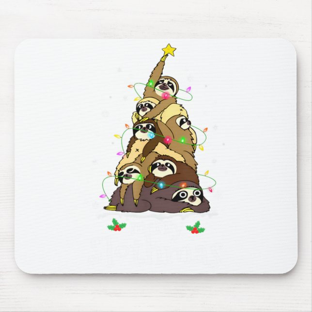 Merry Slothmas Cute Xmas Sloth Santa Hat Christmas Mouse Pad (Front)
