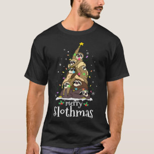 Merry Slothmas Cute Xmas Sloth Santa Hat Christmas T-Shirt