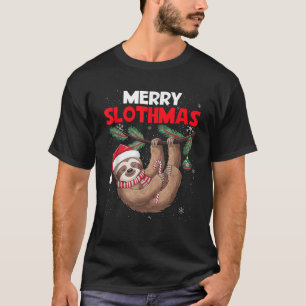 Merry Slothmas Cute Xmas Sloth Santa Hat Christmas T-Shirt