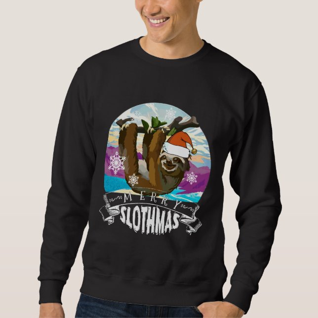Merry Slothmas Funny Christmas Pajama For Sloth Sweatshirt (Front)